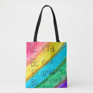 Bolsa Tote Dito Inspirador Arco-íris SEJA Amável SEJA Você Me