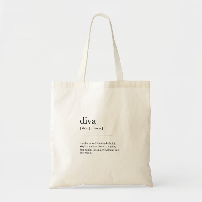 Bolsa Tote Diva Definição Significa Dictionary Art Decor (Frente)