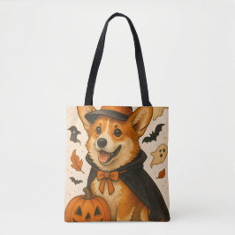 Bolsa Tote Diversão Adorável de Halloween Corgi Jack-O-Lanter