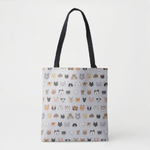Bolsa Tote Diversão Animal: Cães Cães Mistura de Porcos