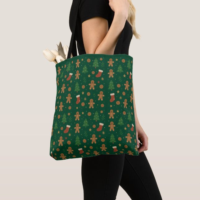 Bolsa Tote Diversão de Natal com Pão de Mel (Close Up)