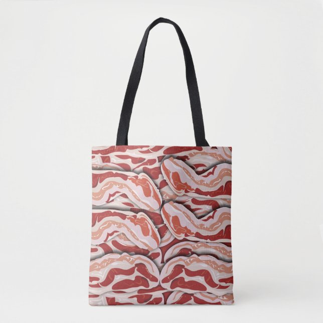 Bolsa Tote Diversão de padrão de bacon ilustrada pela Epic (Frente)