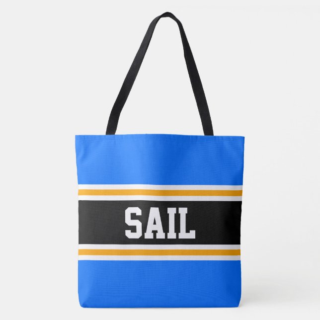 Bolsa Tote Diversão de SAIL Tortas Atlíticas Brilhantes Azul  (Frente)
