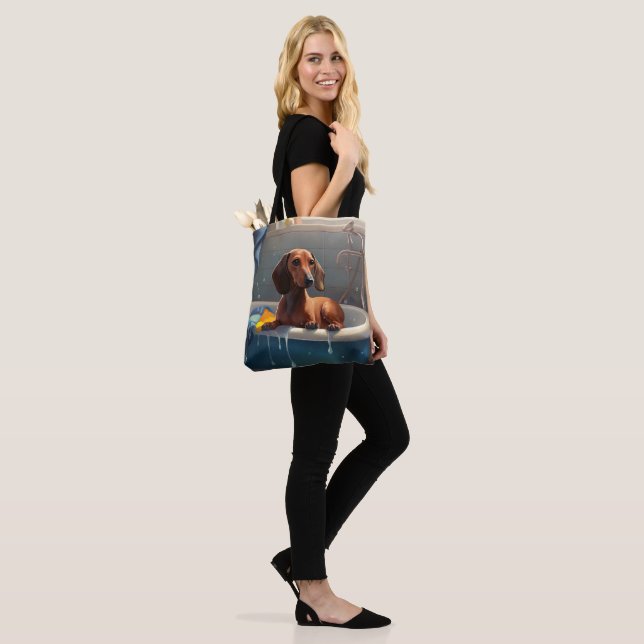 Bolsa Tote Diversão do Dachshund no Banho  (No(a) Modelo)