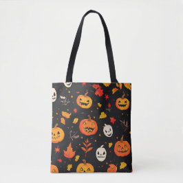 Bolsa Tote Diversão do Halloween Pumpkin e deixa Impressão