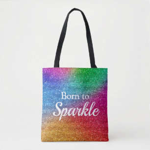 Bolsa Tote Diversão do Nascer Glitter Arco-Íris para o Luxo