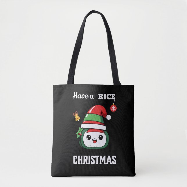 Bolsa Tote Diversão do Natal Sushi (Frente)