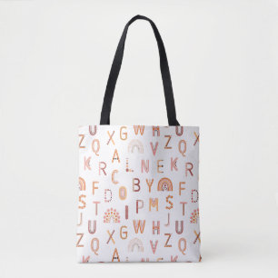 Bolsa Tote Diversão do Rainbow Alphabet Pattern