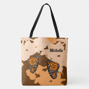 Bolsa Tote Diversão Do Seu Nome Par De Borboleta Laranja Mona