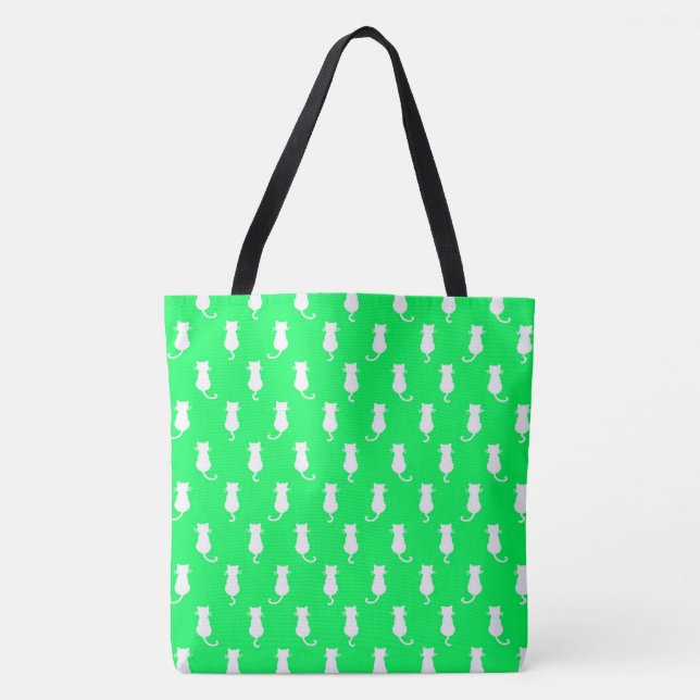 Bolsa Tote Diversão Felina Para Sempre Gatos Caprichosos Verd (Frente)