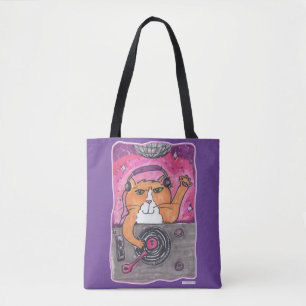 Bolsa Tote Diversão legal Dj Cat Marker Art Illustration Desi