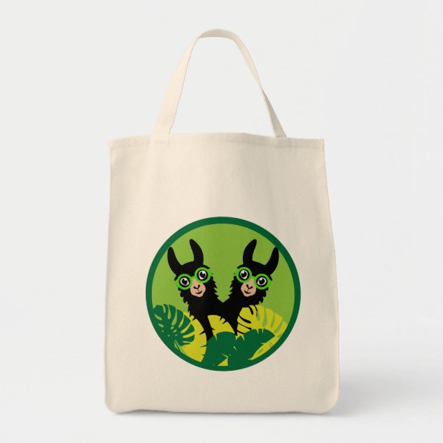 Bolsa Tote Diversão Llama Alpaca - Melhores Amigos (Frente)