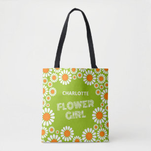 Bolsa Tote Diversão Personalizada da Rapariga Daisy Flower