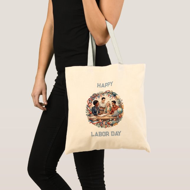 Bolsa Tote Diversos Educadores Dia do Trabalho Patriótico Equ (Frente (produto))