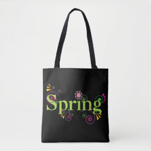 Bolsa Tote Divertida Floral Colorida de Primavera