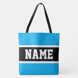 Bolsa Tote Divertido Atlético Cores Vibrantes Azul Céu Preto
