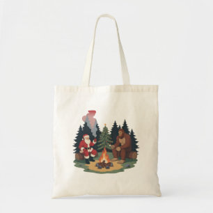 Bolsa Tote Divertido Bigfoot Natal Papai Noel Sasquatch Acamp