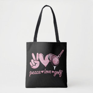 Bolsa Tote Divertido Paz Amor Golf Jogador Amantes do Esporte
