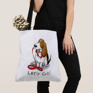 Bolsa Tote Divertido Vamos Lá! Caminhar Basset Hound (tri-col