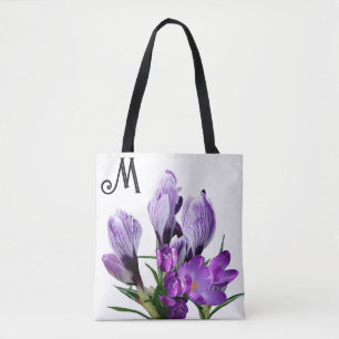 Bolsa Tote Divertimento floral roxo com monograma personalizá