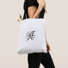 Bolsa Tote Dividir Monograma A-Z Preto e Branco
