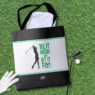 Bolsa Tote Dizendo engraçado de golfe Moderno Verde Preto