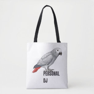 Bolsa Tote DJ Pessoal Papagaio Cinzento - Design de Papagaio