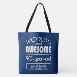 Bolsa Tote do 90 do aniversário dos mundos azul escuro
