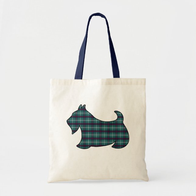 Bolsa Tote do Terrier Escocês Xadrez Verde (Frente)