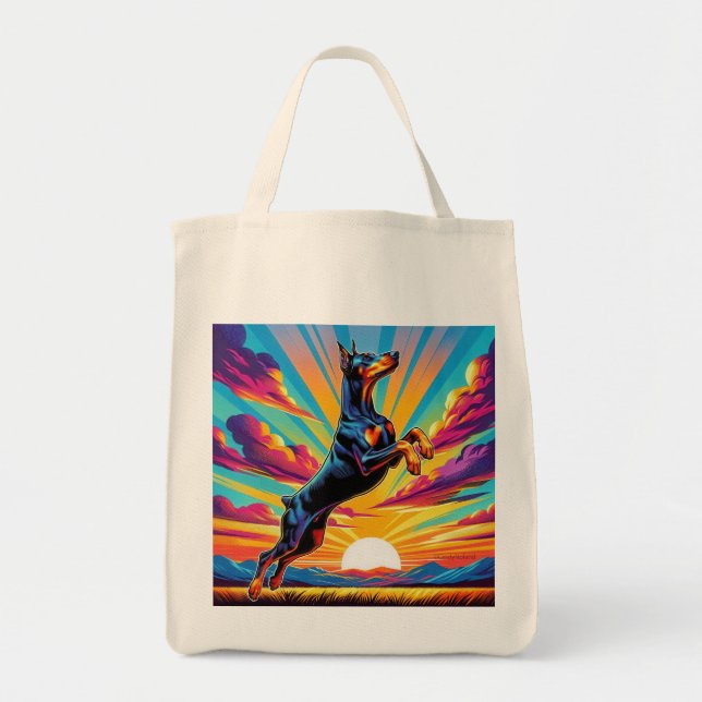 Bolsa Tote Doberman Colorido Sunset (Frente)