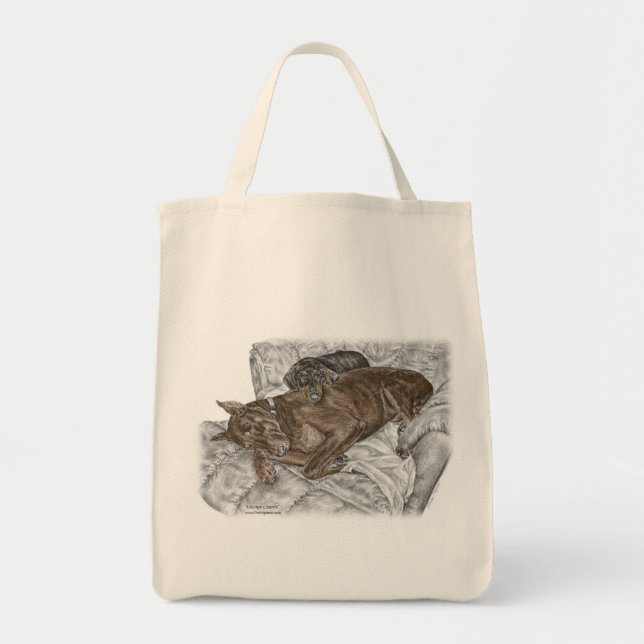 Bolsa Tote Doberman Dog e Puppy (Frente)
