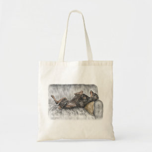 Bolsa Tote Doberman engraçado no sofá