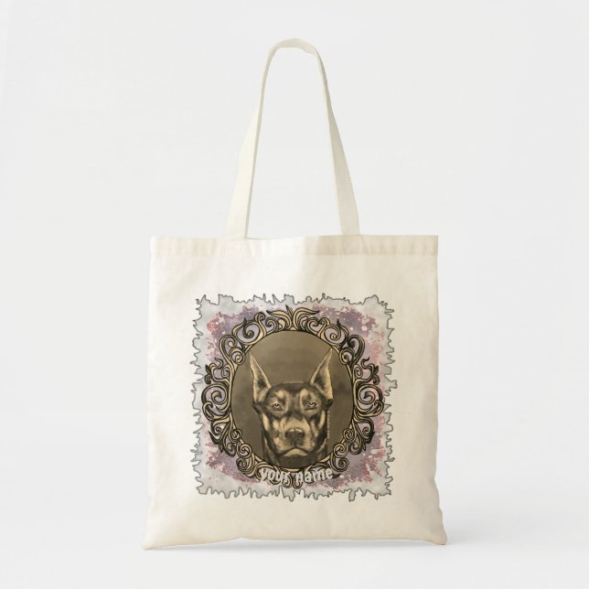 Bolsa Tote Doberman Ornamentado (Frente)