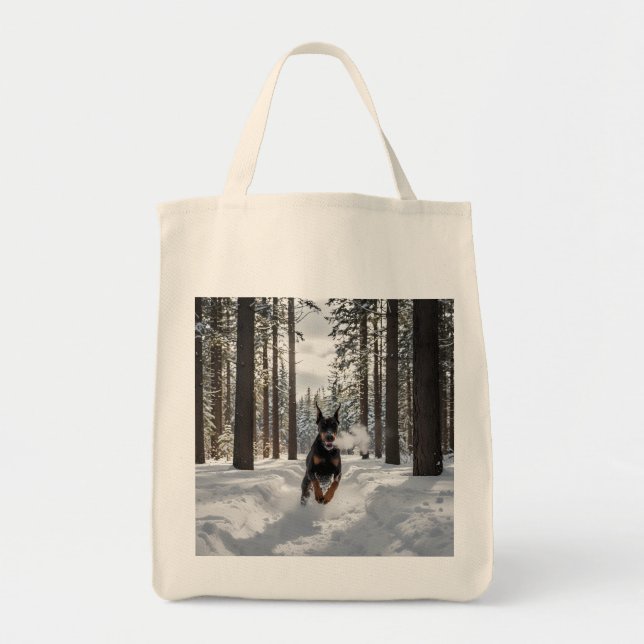 Bolsa Tote Doberman Pinscher Elegant Grocery Tote Bag (Frente)