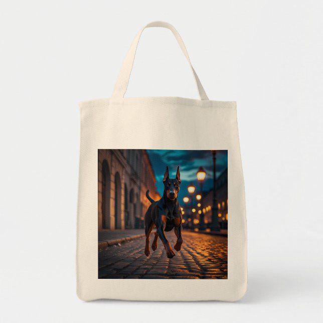 Bolsa Tote Doberman Pinscher Elegant Grocery Tote Bag (Frente)