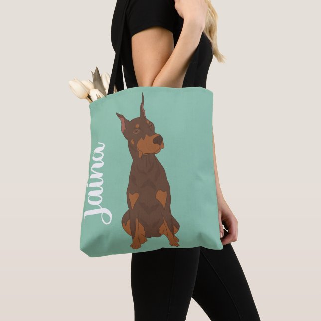 Bolsa Tote Doberman Pinscher Vermelho (Close Up)