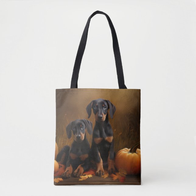Bolsa Tote Doberman Puppy Autumn Delight Pumpkin (Frente)