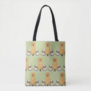 Bolsa Tote Doce Cachorro Golden Retriever Escritor Livros Ama