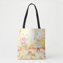Bolsa Tote Doce caminhada do outono na floresta