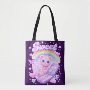 Bolsa Tote Doce Cyber-Pop Vibrações e Sonhos Pastel