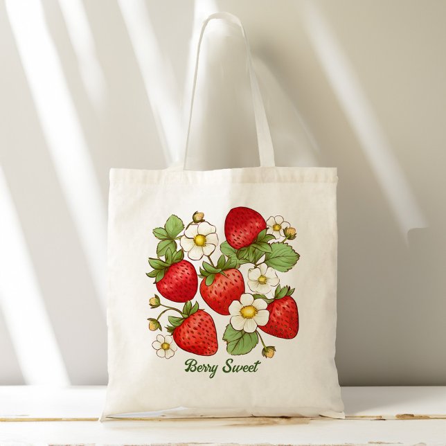 Bolsa Tote Doce de morango fruta favores de chá de panela de  (Berry sweet fruit strawberry tote bag bridal shower favors bridesmaid gifts gifts for her)