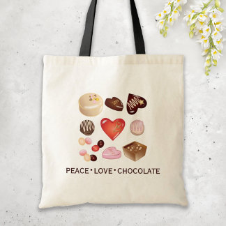 Bolsa Tote Doce Elegância Paz Amor Chocolate Doce Coração
