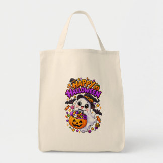 Bolsa Tote Doce Fantasma de Halloween Abóbora Fofa