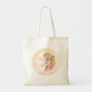 Bolsa Tote Doce Floral Watercolor Nome do Felz pascoa Bunny