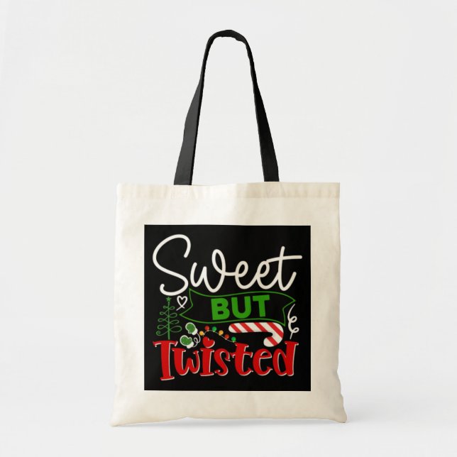 Bolsa Tote Doce Mas Torta Piada de Natal Báculo de Açúcar (Frente)