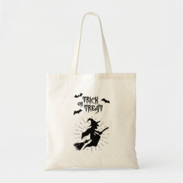 Bolsa Tote doce ou travessura a bruxa voadora halloween
