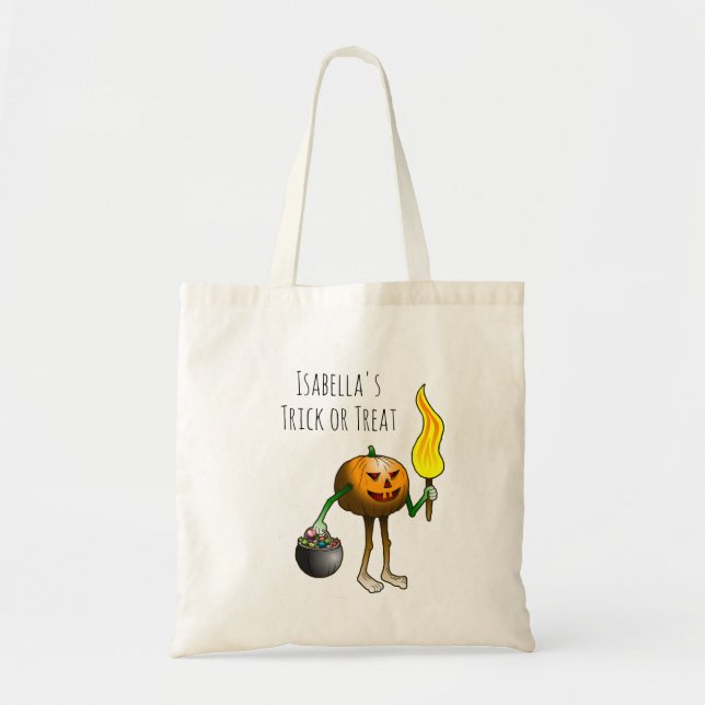Bolsa Tote Doce ou travessura com Jack O'lantern (Frente)