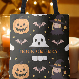 Bolsa Tote Doce ou Travessura Fantasma Fofa Abóbora Bruxa Hal