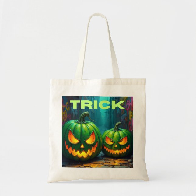 Bolsa Tote Doce ou travessura verde (Frente)