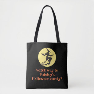 Bolsa Tote Doce Preto Personalizado da Bruxa do Halloween